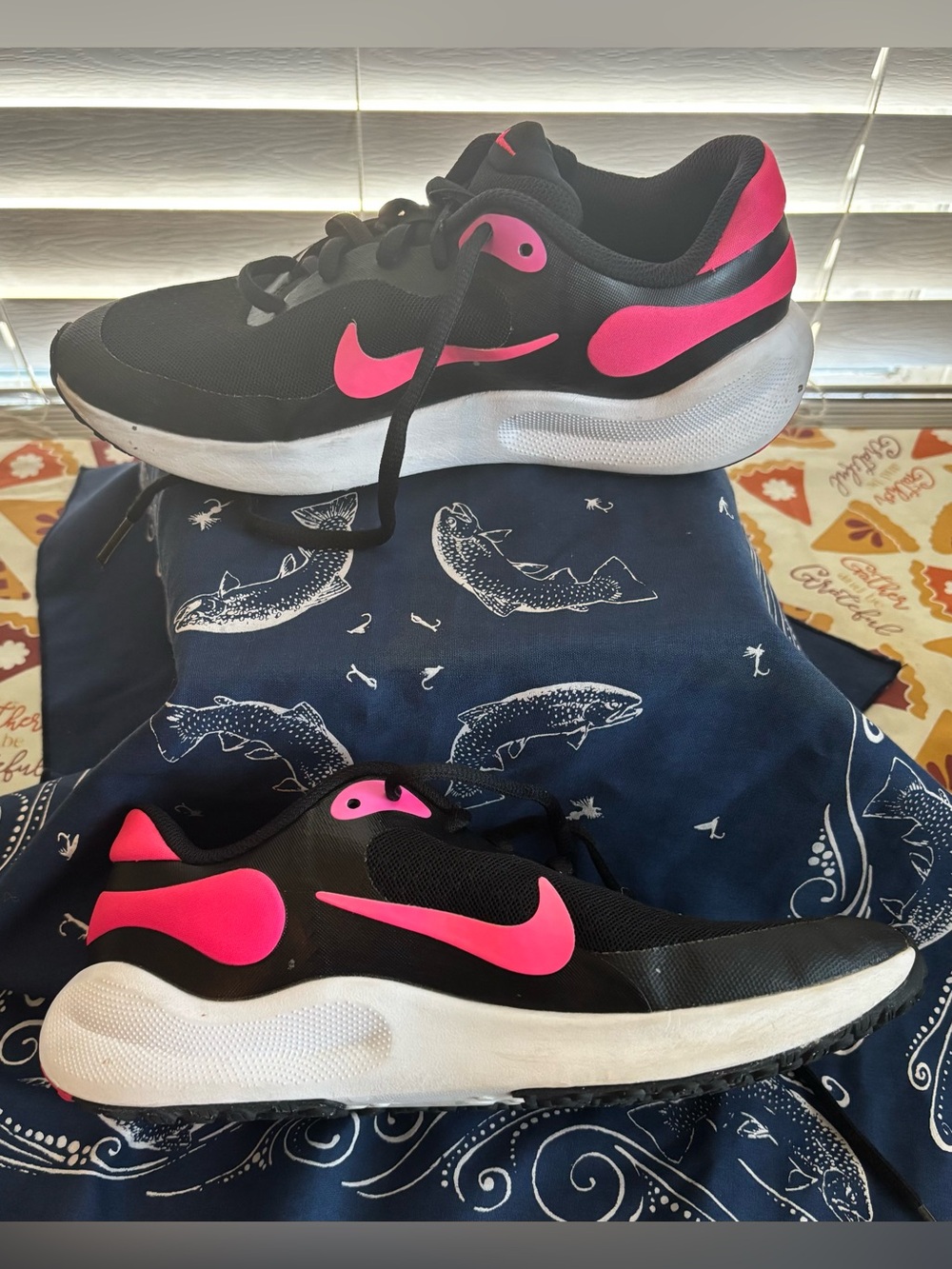 Nike Revolution Black and Pink Kids Shoes